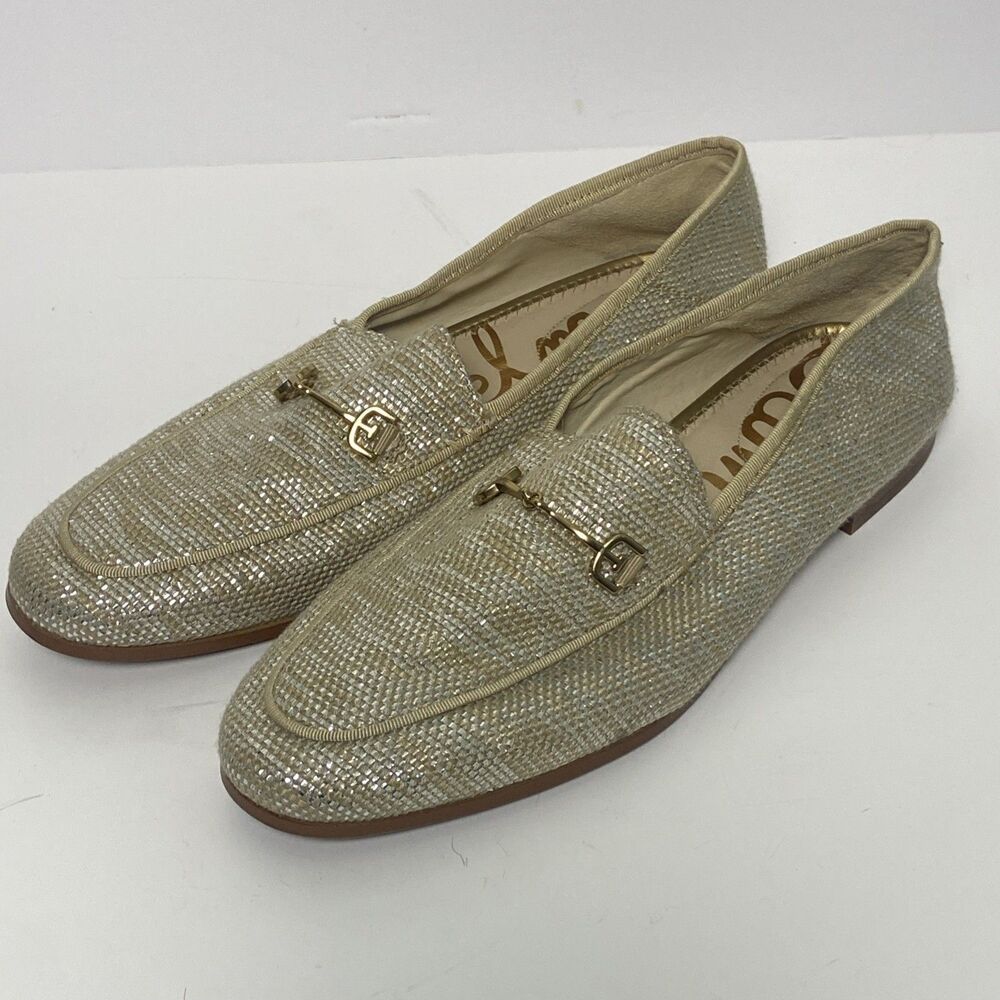 Sam Edelman Gold Glitter Loafer Flats with Horsebit Detail Sz 8W